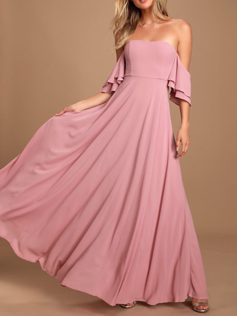 Lulus Abbington Dusty Lavender Off-the-shoulder Maxi Dress Purple - Size L